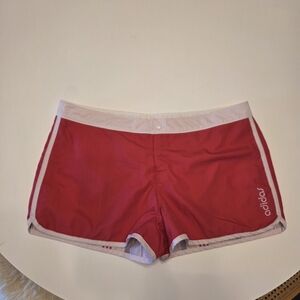 Vintage Y2K Adidas Sporty Short Large Reversible Red Shorts White Stripe 2000s